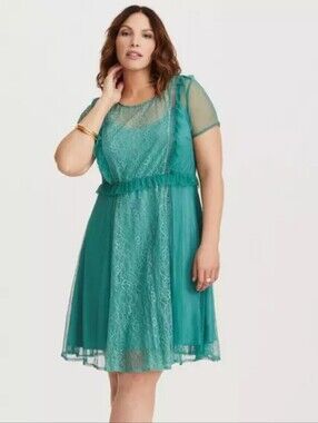 Torrid Lace And Mesh Skater Dress